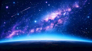 梦幻星空下的地球美景