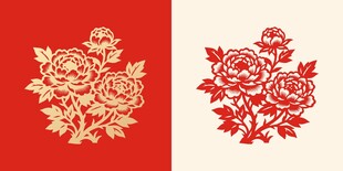 中式牡丹花卉图案设计元素