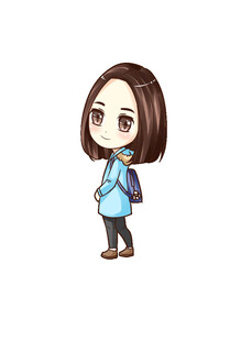 背着书包的可爱女生Q版