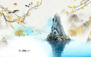 高端 中式意境山水 TIF分层