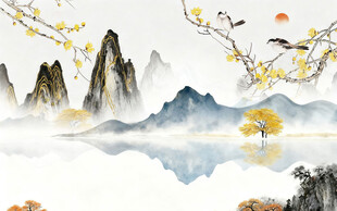 人气 中式意境山水 TIF分层