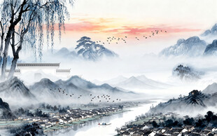 高档 爆款简约山水 TIF分层