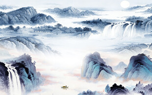 中式 新品意境山水 TIF分层