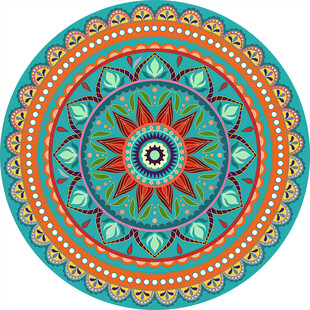 彩色圆形曼陀罗藻井图案