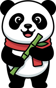 可爱熊猫手持翠竹