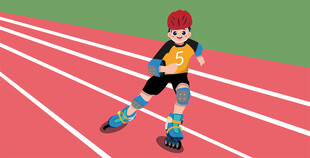 少年在跑道上轮滑