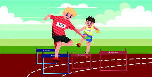 儿童跨栏比赛瞬间