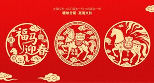 马年迎春玻璃贴 马年窗花