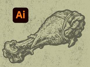 手绘风格炸鸡腿插画