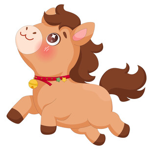 春节过年小马驹带铃铛开心奔跑