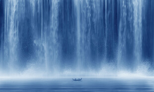 高山流水瀑布山水图