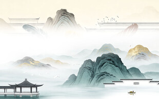 人气 高档中式山水 TIF分层