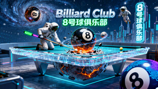 科幻风台球厅背景墙