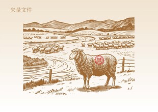 手绘羊插画