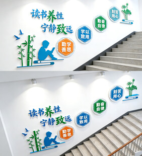 校园读书楼梯文化墙