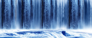 招财瀑布山水画