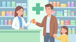 药店购药场景插画