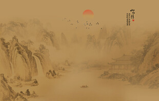 古风背景山水画