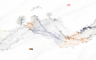 抽象水墨线条烟雾山水电视背景墙