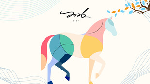 多彩几何风抽象马插画