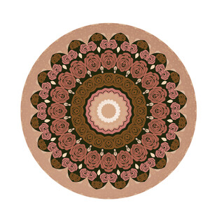 圆形粉棕古典花纹图案