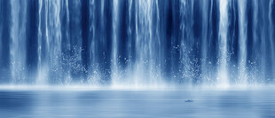 招财瀑布山水画幕墙