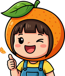 点赞橙子帽女孩