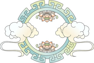 中式传统花纹圆形装饰图案 矢量