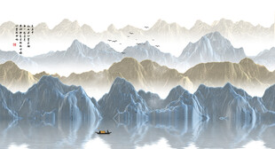 意境抽象水墨山水画