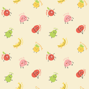 可爱水果图案无缝背景图