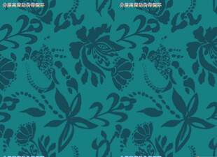 蓝绿花卉图案背景纹理