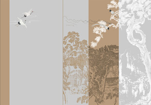 新中式花鸟山水背景墙