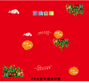 山楂包装 红色喜庆节日装饰元素