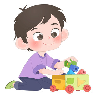 孩子做家务收拾整理玩具儿童插画