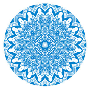 蓝色古典花纹圆形图案