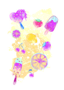 梦幻夏日甜品水彩插画