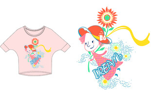 卡通图案儿童T恤设计稿
