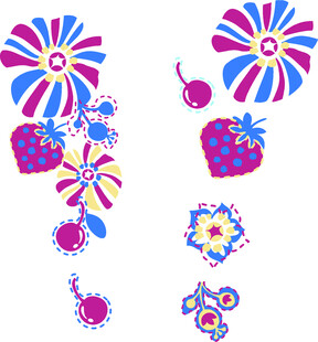 多彩花卉草莓图案设计