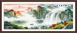 旭日东升山水画