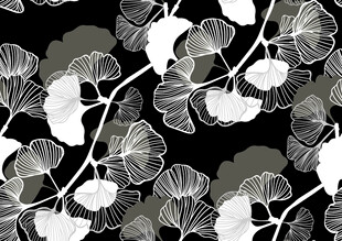 黑白银杏叶图案背景