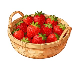 一筐子草莓矢量图