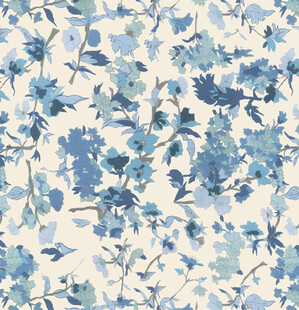 蓝白花卉图案布料纹理