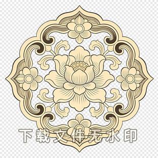 传统中式莲花纹装饰图案