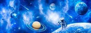 巨幅宇宙星球太空星云宇航员背景