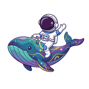 宇航员骑梦幻巨鲸