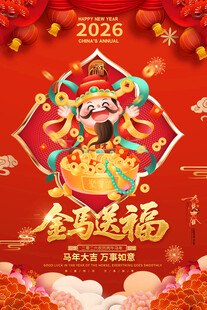 2026金马送福喜庆海报