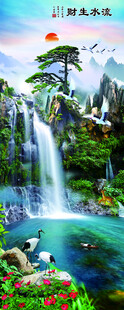 瀑布风景画