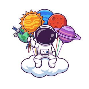 宇航员云端星球气球