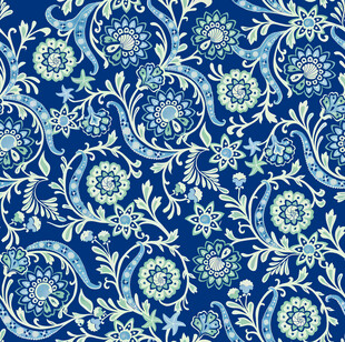 蓝底精美花卉图案纹理