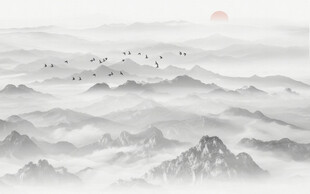 中式山水屏风画